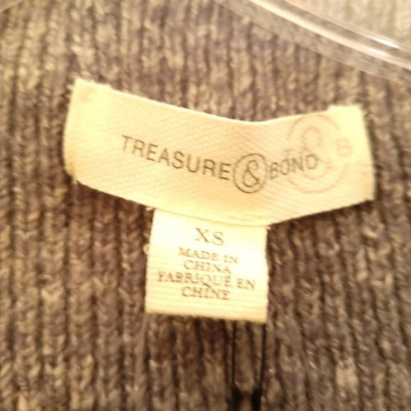 Treasure & Bond Womens Pullover Sweater Gray Heathered Stretch Tight Knit XS New - Picture 7 of 9